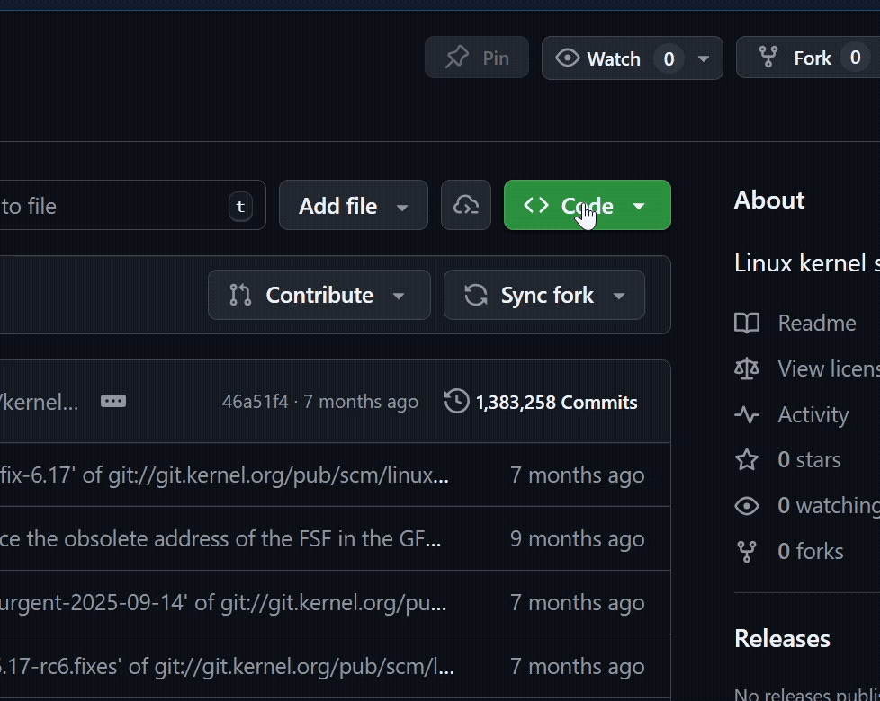 GitHub repository page showing the green Code button expanded with the HTTPS URL and copy icon highlighted